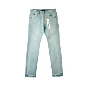 NWT Purple Brand Jeans P001 Authentic Teal Distressed 36 Stretch Painted